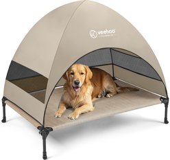 Veehoo Breezy Tent Elevated Dog Bed, Beige Coffee, Large