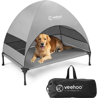 Veehoo Veehoo Breezy Tent Elevated Dog Bed, Sky Grey, Large