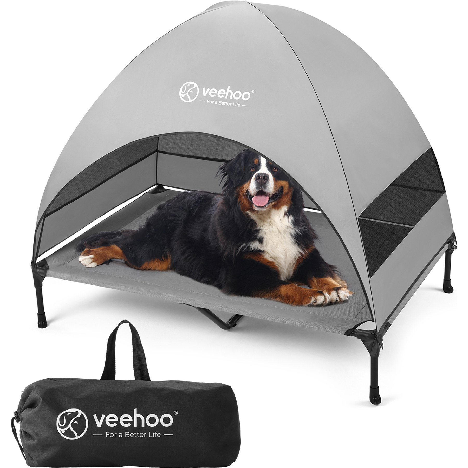 Veehoo Breezy Tent Elevated Dog Bed, Sky Grey, X-Large