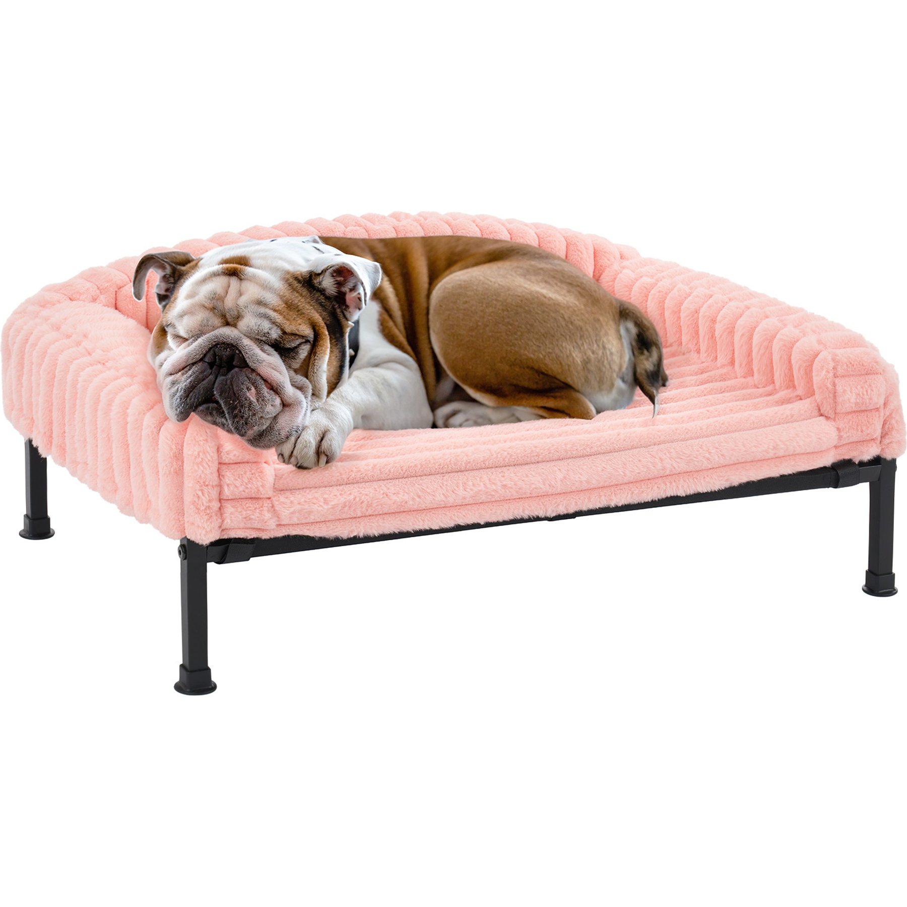 Veehoo Soft Plush Sofa Dog Bed, Pink, Large
