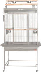 A&E Cage Company Double Perch Play Top Bird Cage, Platinum, Medium
