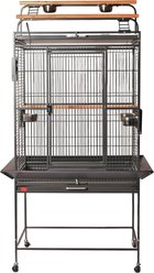 A&E Cage Company Double Perch Play Top Bird Cage, Black, Medium