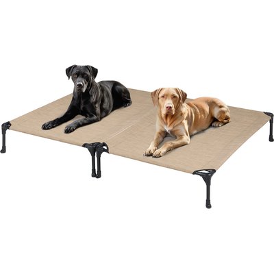 Veehoo Veehoo Cooling Elevated Portable Cot Dog Bed, Beige Coffee, Large, 2 count
