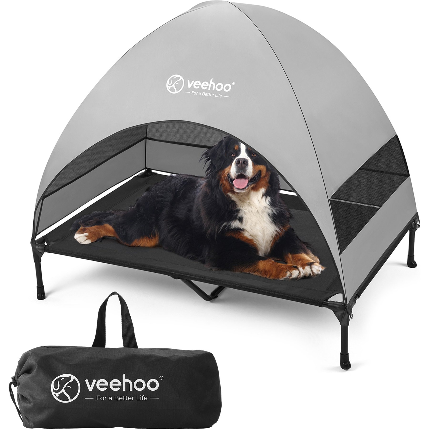 Veehoo Breezy Tent Elevated Dog Bed, Black, X-Large