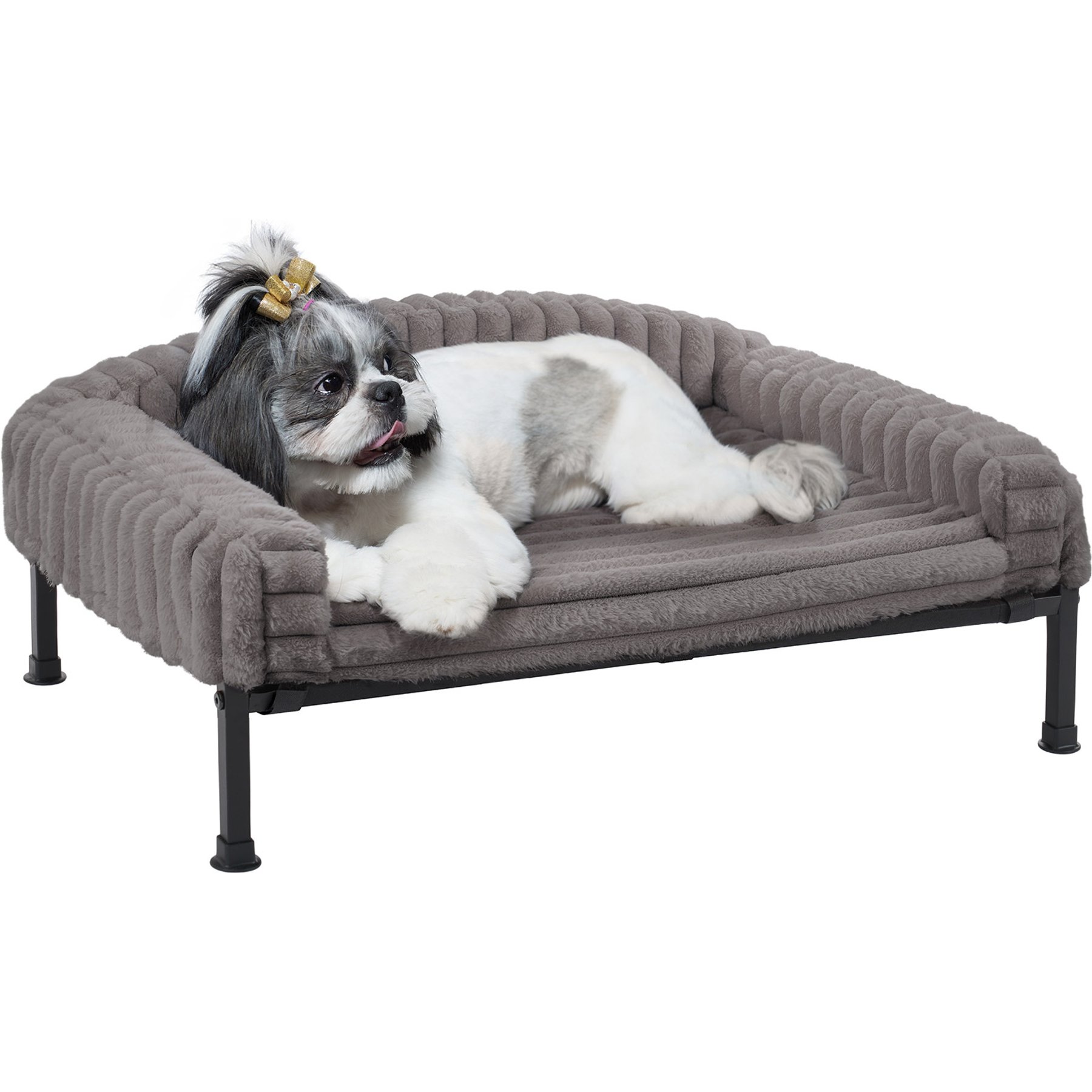 Veehoo Soft Plush Sofa Dog Bed, Grey, Medium