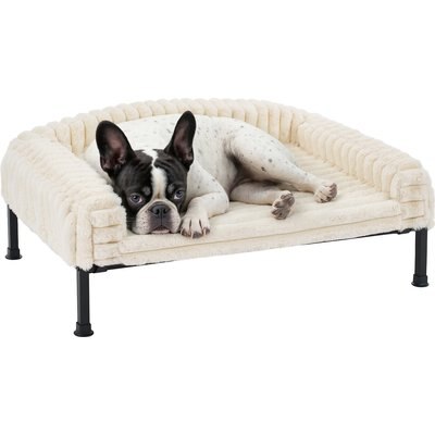 Veehoo Veehoo Soft Plush Sofa Dog Bed, White, Small