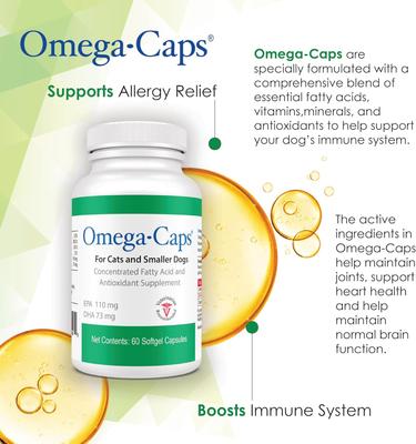 Show full view: Omega-Caps Softgel Capsules for Cats & Small Dogs, 60 count slide 3 of 11