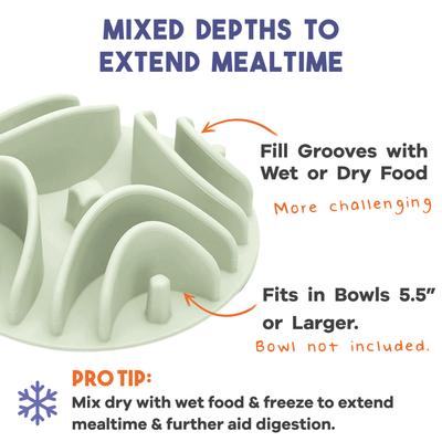 Show full view: Awoo Good Vibes Silicone Dog & Cat Slow Feeder Bowl Insert, Sage slide 5 of 11