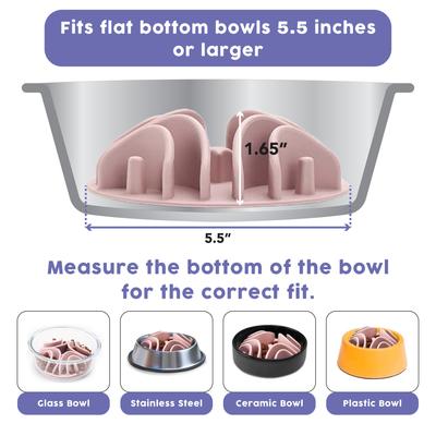 Show full view: Awoo Good Vibes Silicone Dog & Cat Slow Feeder Bowl Insert, Mauve slide 3 of 11