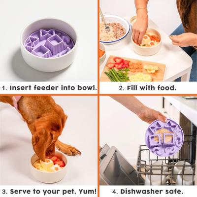 Show full view: Awoo Snackaroni Slow Feeder Dog Bowl Insert & Lick Mat, Lavender slide 8 of 9
