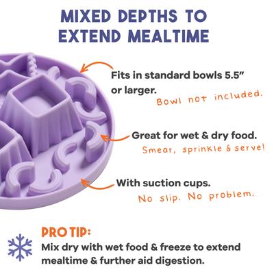 Show full view: Awoo Snackaroni Slow Feeder Dog Bowl Insert & Lick Mat, Lavender slide 5 of 9