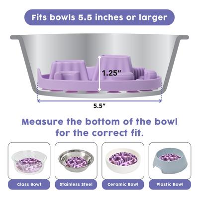 Show full view: Awoo Snackaroni Slow Feeder Dog Bowl Insert & Lick Mat, Lavender slide 3 of 9