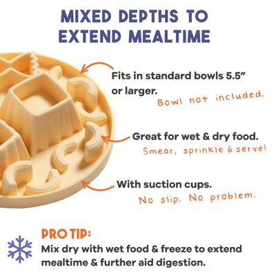 Show full view: Awoo Snackaroni Slow Feeder Dog Bowl Insert & Lick Mat, Yellow slide 5 of 9