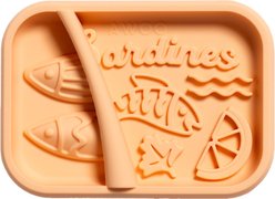 Awoo Sardina Lick Dish & Slow Feeder Cat Bowl, Melon