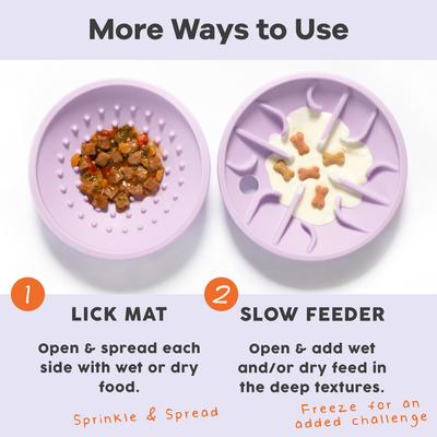 Show full view: Awoo Flying Saucer Toy & Lick Mat Treat Dispenser Puzzle, Lavender, Large slide 2 of 8