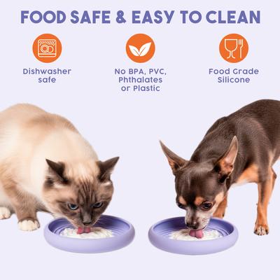 Show full view: Awoo Lick Dish Silicone Dog & Cat Lick Mat Slow Feeder Dish, Almond slide 7 of 11