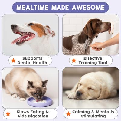 Show full view: Awoo Lick Dish Silicone Dog & Cat Lick Mat Slow Feeder Dish, Almond slide 5 of 11