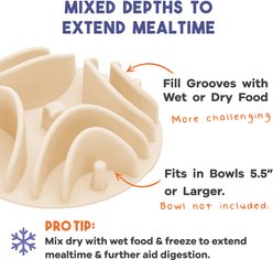 Awoo Good Vibes Silicone Dog & Cat Slow Feeder Bowl Insert, Almond slide 2 of 9