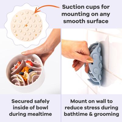 Show full view: Awoo Good Vibes Silicone Dog & Cat Slow Feeder Bowl Insert, Almond slide 4 of 11