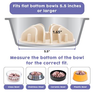 Show full view: Awoo Good Vibes Silicone Dog & Cat Slow Feeder Bowl Insert, Almond slide 3 of 11