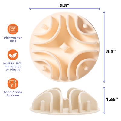 Show full view: Awoo Good Vibes Silicone Dog & Cat Slow Feeder Bowl Insert, Almond slide 2 of 11