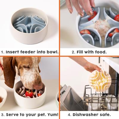 Show full view: Awoo Good Vibes Silicone Dog & Cat Slow Feeder Bowl Insert, Mauve slide 9 of 11