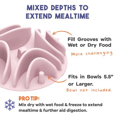 Show full view: Awoo Good Vibes Silicone Dog & Cat Slow Feeder Bowl Insert, Mauve slide 5 of 11