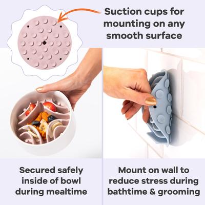 Show full view: Awoo Good Vibes Silicone Dog & Cat Slow Feeder Bowl Insert, Mauve slide 4 of 11