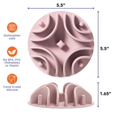 Show full view: Awoo Good Vibes Silicone Dog & Cat Slow Feeder Bowl Insert, Mauve slide 2 of 11