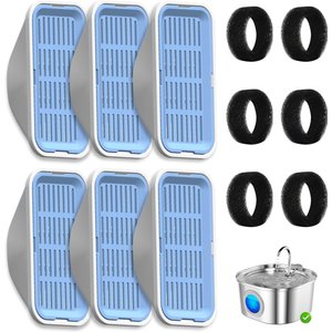 Casfuy PWS-155 Pet Water Fountain Replacement Filters & Sponges, 6 count