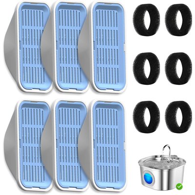 Casfuy Casfuy PWS-155 Pet Water Fountain Replacement Filters & Sponges, 6 count