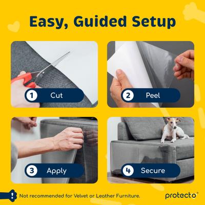 Show full view: Protecto Self Adhesive Dog & Cat Scratch Furniture Protector, Clear, 16 x 12-in, 4 count slide 6 of 7