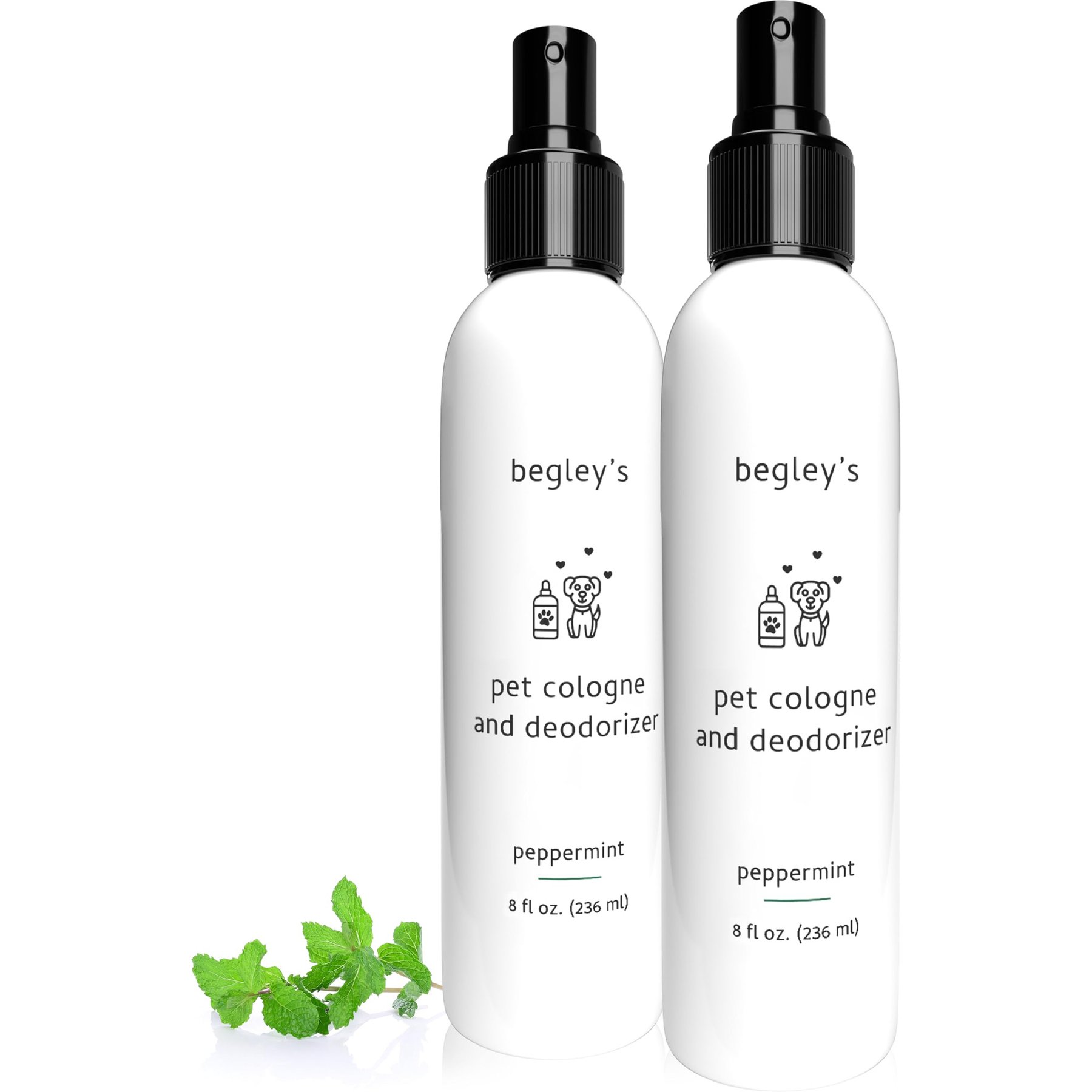 Begley's Pet Cologne & Deodorizer, Peppermint, 8-oz, 2 count