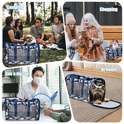 Show full view: Jespet & GOOPAWS Soft-Sided Airline-Approved Travel Dog & Cat Carrier, Blue White Floral, 19-in slide 8 of 11