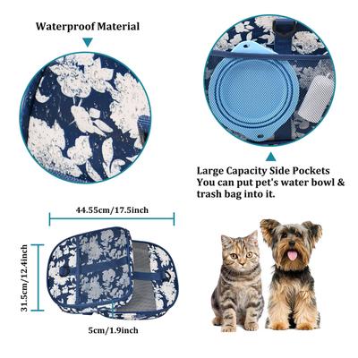 Show full view: Jespet & GOOPAWS Soft-Sided Airline-Approved Travel Dog & Cat Carrier, Blue White Floral, 19-in slide 6 of 11