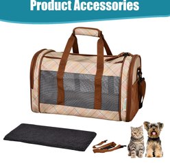 Jespet & GOOPAWS Soft-Sided Airline-Approved Travel Dog & Cat Carrier, Orange Diamond Print, 19-in slide 2 of 7