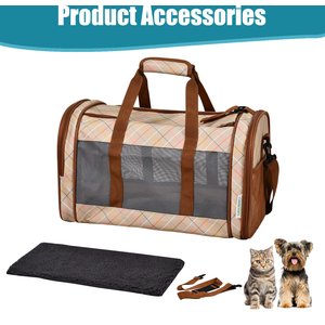 Jespet & GOOPAWS Soft-Sided Airline-Approved Travel Dog & Cat Carrier, Orange Diamond Print, 19-in