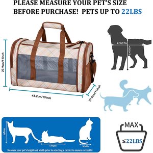 Jespet & GOOPAWS Soft-Sided Airline-Approved Travel Dog & Cat Carrier, Orange Diamond Print, 19-in