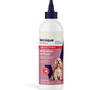 Vetnique Labs OticBliss Advanced Vet Strength Anti-Bacterial & Anti-Fungal Dog & Cat Ear Flush Cleaner for Ear Infections, 12-oz bottle