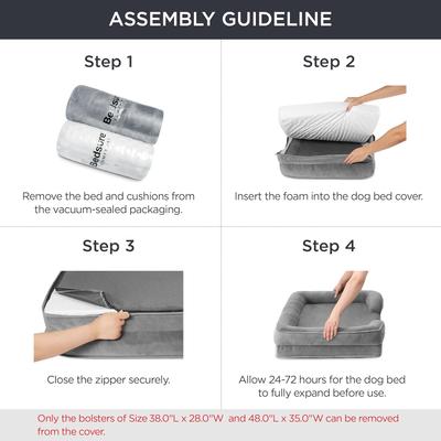 Show full view: Bedsure Orthopedic Bolster Dog Sofa Bed with Removable Cover, Dune Haze Blue, X-Large slide 7 of 10