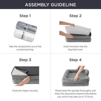 Show full view: Bedsure Orthopedic Bolster Dog Sofa Bed with Removable Cover, Ivory, X-Large slide 6 of 11