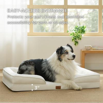 Show full view: Bedsure Orthopedic Bolster Dog Sofa Bed with Removable Cover, Ivory, X-Large slide 5 of 11