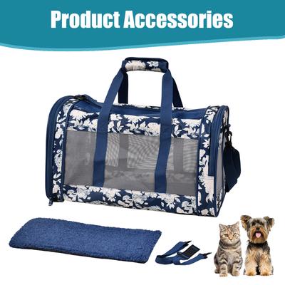 Show full view: Jespet & GOOPAWS Soft-Sided Airline-Approved Travel Dog & Cat Carrier, Blue White Floral, 19-in slide 7 of 11