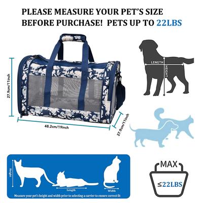 Show full view: Jespet & GOOPAWS Soft-Sided Airline-Approved Travel Dog & Cat Carrier, Blue White Floral, 19-in slide 4 of 11