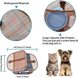 Jespet & GOOPAWS Soft-Sided Airline-Approved Travel Dog & Cat Carrier, Orange Diamond Print, 19-in