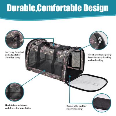 Show full view: Jespet & GOOPAWS Soft-Sided Airline-Approved Travel Dog & Cat Carrier, Coffee Fish Print, 19-in slide 3 of 11