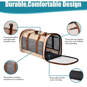 Jespet & GOOPAWS Soft-Sided Airline-Approved Travel Dog & Cat Carrier, Orange Diamond Print, 19-in