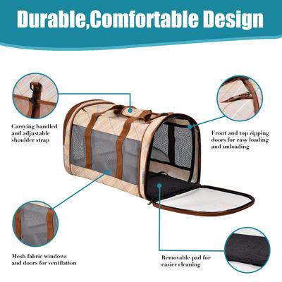 Show full view: Jespet & GOOPAWS Soft-Sided Airline-Approved Travel Dog & Cat Carrier, Orange Diamond Print, 19-in slide 2 of 10