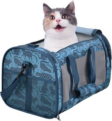 Jespet & GOOPAWS Soft-Sided Airline-Approved Travel Dog & Cat Carrier, Blue Cat Print, 19-in