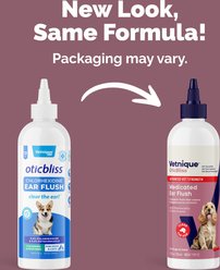 Vetnique Labs OticBliss Advanced Vet Strength Anti-Bacterial & Anti-Fungal Dog & Cat Ear Flush Cleaner for Ear Infections, 12-oz bottle slide 2 of 9